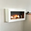 ScandiFlames Large White Wall Mounted Bioethanol Fireplace - 90 cm, sleek modern design, 3-litre burner, manual control.