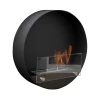 Delaware S Round Design Fireplace by ScandiFlames, a sleek Ø50 cm wall-mounted bioethanol fireplace in black.
