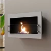 Texas White Wall-Mounted Bioethanol Fireplace by ScandiFlames in elegant white finish.