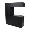 Tall Black Room Divider Bio Fireplace by ScandiFlames, a sleek and stylish freestanding bioethanol fireplace with a black finish