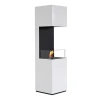 ScandiFlames Open 3-Sided Bio Fireplace in White – a modern freestanding bioethanol fireplace with a sleek three-sided open desi