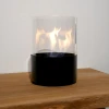 Kennington Round Tabletop Bioethanol Fireplace - Black with a sleek, modern design and clean-burning flame.
