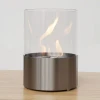 Kennington Round Tabletop Bioethanol Fireplace by ScandiFlames in a sleek steel finish, offering a stylish and compact heating s
