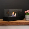 Lambeth Tabletop Bioethanol Fireplace by ScandiFlames in black, featuring a sleek design with a 35.5 cm length and manual operat