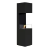 ScandiFlames Open 3-Sided Bio Fireplace - Black, a modern freestanding bioethanol fireplace with a three-sided open view and man