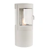 ScandiFlames Bio Wood Stove in White with 360° Flameview, featuring a sleek design and real flame effect.