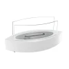 ScandiFlames Oval Table Bio Fireplace in White - A sleek and modern tabletop bioethanol fireplace with a 3-hour burn time.
