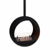 ScandiFlames Edmonton 2-sided Suspended Bioethanol Fireplace in black, ceiling-mounted with a modern design.