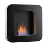 Safretti Curva BL Black - A stylish wall-mounted bioethanol fireplace with manual control and a sleek black finish.