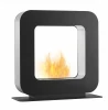 Safretti Curva ST - Black floor-standing bioethanol fireplace with sleek modern design and clean-burning technology.