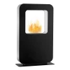 Safretti Curva XT - Black floor-standing bioethanol fireplace with a sleek, modern design, 70 cm length, and manual control.