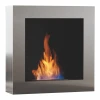 Safretti Cubico BL Bio Fireplace – Wall-mounted brushed steel bioethanol fireplace with manual control.