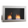 Safretti Cubico DL in Brushed Steel – A modern wall-mounted bioethanol fireplace with a brushed steel finish, offering up to 8 h