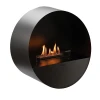 Bubble Wall bioethanol fireplace – a sleek, wall-mounted black fireplace with remote control and automatic operation.