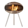 Cocoon Terra Polished Steel Bioethanol Fireplace with Steel Legs - Elegant and modern floor-standing design.