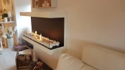 Three-sided 120 cm Wall Bio Fireplace White by ScandiFlames – a sleek, wall-mounted bioethanol fireplace with a modern three-sid