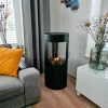 ScandiFlames Columbus Bioethanol Stove with 360-degree view in black, featuring a modern design and efficient heating.