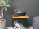 ScandiFlames Oval Shaped Table Bio Fireplace – a sleek black tabletop bioethanol fireplace with a 51 cm length and 3-hour burn t