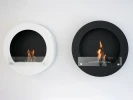 ScandiFlames Round Black Bioethanol Fireplace – Wall-mounted, manual control, 1.5L capacity, 6-hour burn time, black finish.