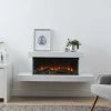 Brockenhurst 1600 by British Fires - Wall-mounted electric fireplace in white with remote control and 1.5 kW heat output.