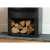 Bramshaw Freestanding Electric Fire with Log Storage by British Fires – a stylish black electric fireplace with realistic flames