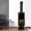 False Chimney accessory for electric fireplaces in a sleek black finish, designed to create a stylish and realistic chimney effe
