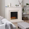 New Forest 650sq Built-in Electric Fireplace by British Fires, featuring a modern design with remote control and realistic flame