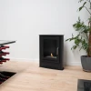 Carson Small Bioethanol Stove Fireplace by ScandiFlames in black, featuring a modern Scandinavian design with manual control.