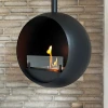 Edmonton Suspended Bioethanol Fireplace by ScandiFlames in black – modern loft-style ceiling-mounted bioethanol fireplace.