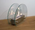 ScandiFlames Circular Table Bio Fireplace in steel with a stylish glass frame for tabletop use.