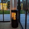 ScandiFlames Columbus Bioethanol Stove with 360-degree view in black, featuring a modern design and efficient heating.