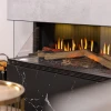 Vista 130 III 3-sided built-in electric fireplace by Dimplex in a sleek black finish, offering a panoramic flame effect and remo