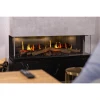Vista 130 III 3-sided built-in electric fireplace by Dimplex in a sleek black finish, offering a panoramic flame effect and remo