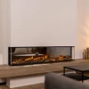 Dimplex Vivente Plus 150 built-in electric fireplace with a sleek black design, offering one-sided, two-sided, or three-sided in