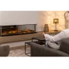 Dimplex Vivente Plus 150 built-in electric fireplace with a sleek black design, offering one-sided, two-sided, or three-sided in
