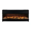 Dimplex Vivente Plus 150 built-in electric fireplace with a sleek black design, offering one-sided, two-sided, or three-sided in