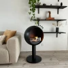 Edmonton Freestanding Bioethanol Fireplace by ScandiFlames in a sleek black finish, offering a modern and stylish heating soluti