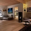 Washington Bioethanol Wood-burning Stove by ScandiFlames in black, featuring a modern design and eco-friendly heating.