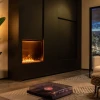 Faber e-MatriX Mood 800-650 I water vapour fireplace with realistic flame effect and modern black finish.