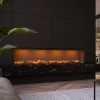 Faber e-SliM Linear 2200-450 I water vapour fireplace with a sleek black finish and realistic flame effect.