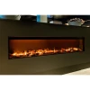 Faber e-SliM Linear 2200-450 I water vapour fireplace with a sleek black finish and realistic flame effect.