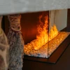 Faber e-Matrix Linear 1300-400 II built-in corner water vapour fireplace with Opti-myst technology and remote control.