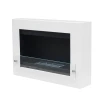 Nebraska White Wall-Mounted Biofireplace by ScandiFlames, a sleek and modern bioethanol fireplace with a white finish.
