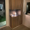 Foco Corner Left 800 bioethanol fireplace in black finish with a two-sided view for modern interiors.