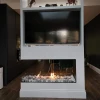 Foco Room Divider 1200 – A sleek, three-sided built-in bioethanol fireplace in black with remote, automatic, and manual control 