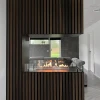 Foco Room Divider 800 by FOCO Fires – A premium 3-sided built-in bioethanol fireplace in black, offering remote and manual contr