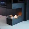 Foco Room Divider 800 by FOCO Fires – A premium 3-sided built-in bioethanol fireplace in black, offering remote and manual contr