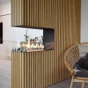 Foco Room Divider 800 by FOCO Fires – A premium 3-sided built-in bioethanol fireplace in black, offering remote and manual contr
