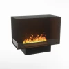 Foco Myst Corner Left 800 by FOCO Fires – a two-sided Opti-Myst built-in fireplace with a black finish, remote control, and real