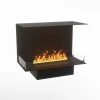 Foco Myst Three 800 by FOCO Fires – a sleek, black 3-sided built-in vapour fireplace with remote control, offering stunning flam